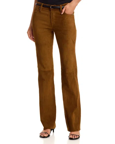 Frame The Suede Rodeo Low Rise Bootcut Jeans In Saddle In Brown