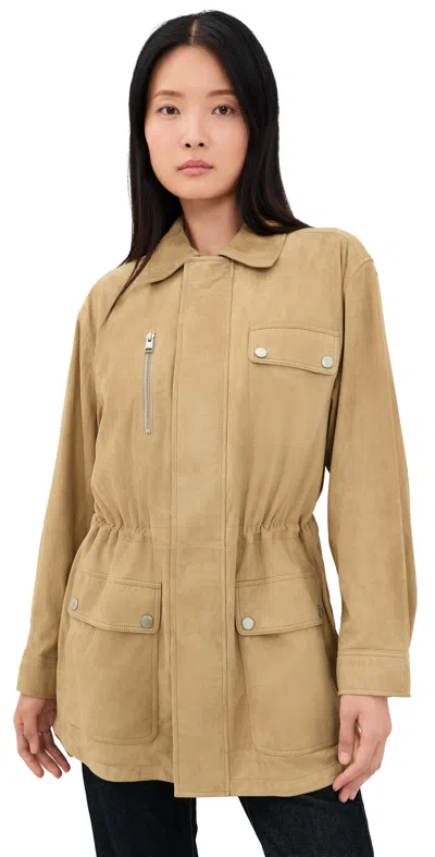 Frame The Suede Safari Jacket Fawn In Brown