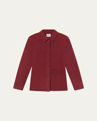 Frame The Suede Shirt In Burgundy