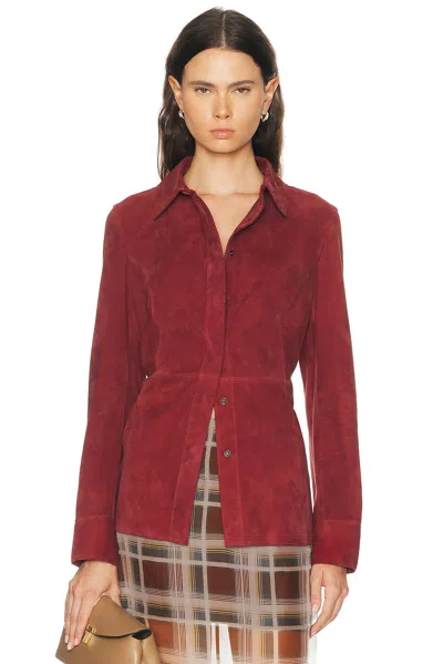 Frame The Suede Shirt In Burgundy