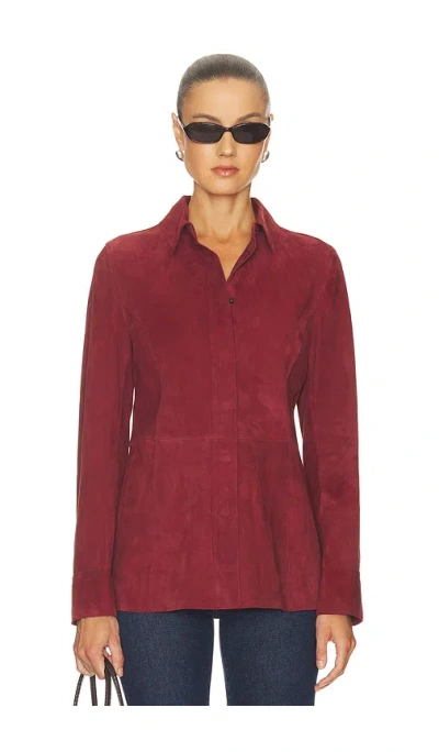 Frame The Suede Shirt In Burgundy