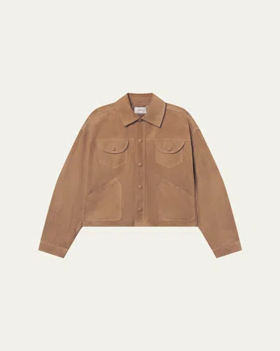 Frame The Suede Utility Jacket Chai In Brown