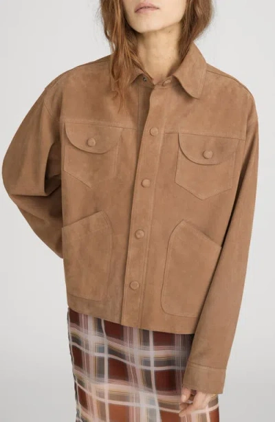 Frame The Suede Utility Jacket In Brown