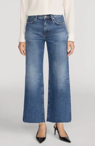 Frame The Swing High Waist Crop Wide Leg Jeans In Black