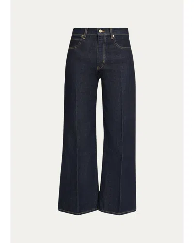 Frame The Swing High-rise Flare Ankle Jeans In Blue