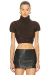 Frame The Teddy Cashmere Cropped Turtleneck Sweater In Brown