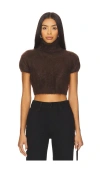 Frame The Teddy Cashmere Cropped Turtleneck Sweater In Brown