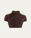 Frame The Teddy Cashmere Cropped Turtleneck Sweater In Brown