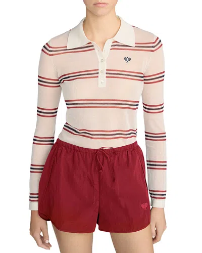 Frame The Tennis Long Sleeve Polo In Multi