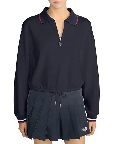 Frame The Tennis Quarter Zip Pullover Sweatshirt In Blue