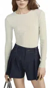 Frame The Textured Crew Sweater In Soft Lime In Multi