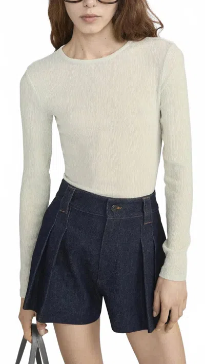 Frame The Textured Crew Sweater In Soft Lime In Multi