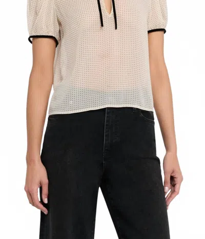 Frame The Tie Puff Sleeve Blouse In Ecru Multi In Neutral