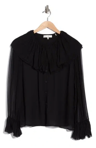 Frame The Tiered Statement Ruffle Collar Blouse In Black