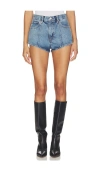 Frame The Tilt High Rise Denim Mini Shorts In Blue