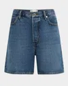 Frame The Timeless High Waist Mid Thigh Denim Shorts