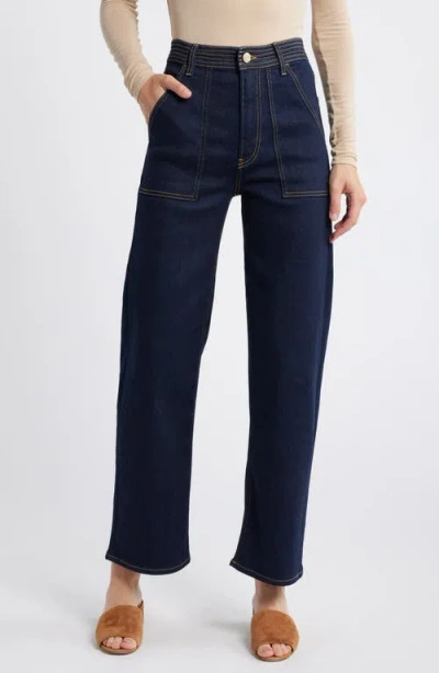 Frame The Trapunto Ankle Straight Leg Jeans In Black