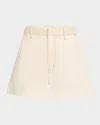 Frame The Trapunto High Waist Denim Shorts In Vanilla Bean