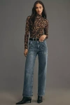 Frame The Trapunto High-rise Straight-leg Jeans In Blue