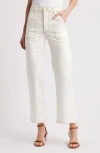 Frame The Utility Trouser High Rise Ankle Wide Leg Jeans In Au Natural Clean In Au Natural Clean