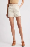 Frame The Trapunto High Waist Denim Shorts In Neutral