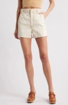 Frame The Trapunto High Waist Denim Shorts In Vanilla Bean
