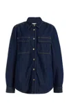Frame The Trapunto Denim Overshirt In Blue