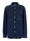 Frame The Trapunto Denim Overshirt In Blu