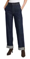 Frame The Trapunto Topstitched High-rise Wide-leg Organic Jeans In Rinse