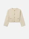 Frame Womens Cream Multi The Trim Cropped Wool-blend Jacket In Neutral