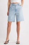 Frame The Trouser Denim Shorts In Blue