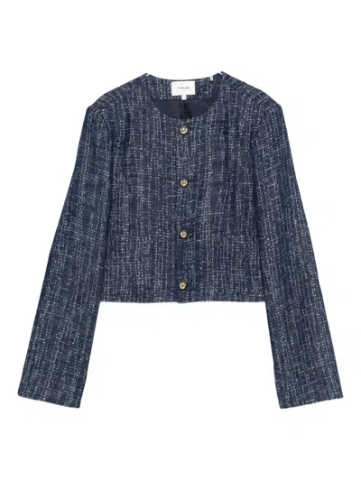 Frame The Tweed Button-up Jacket In Blue