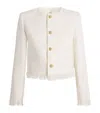 Frame Womens Fringed Cropped Tweed Jacket White In White