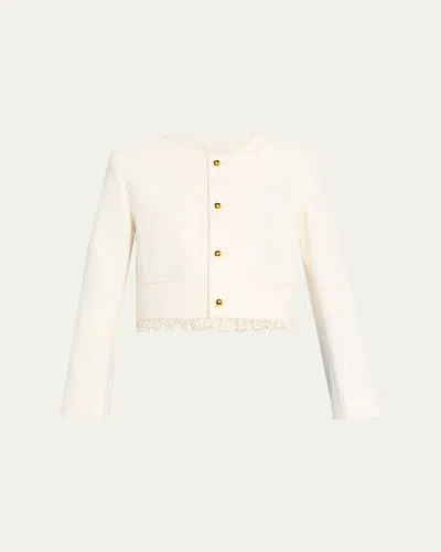 Frame The Tweed Fringe Jacket In White