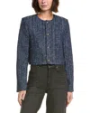 Frame The Tweed Button-up Jacket In Blue