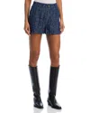 Frame Womens Indigo Tweed Regular-fit Mid-rise Cotton Shorts In Blue