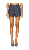 Frame Womens Indigo Tweed Regular-fit Mid-rise Cotton Shorts In Blue