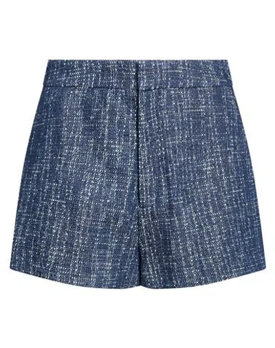 Frame The Tweed Short Woman Shorts & Bermuda Shorts Navy Size 0 Cotton In Blue