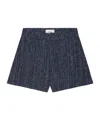 Frame Womens Indigo Tweed Regular-fit Mid-rise Cotton Shorts In Blue