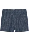 Frame Womens Indigo Tweed Regular-fit Mid-rise Cotton Shorts In Blue