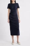 Frame Womens Navy Twisted Relaxed-fit Cotton-jersey Maxi Dress In Blue