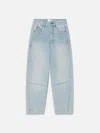 Frame The Twisted High Rise Wide Leg Ankle Jeans In Never In Blue