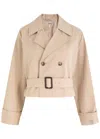 Frame Womens Uniform Cropped Cotton Trench Coat