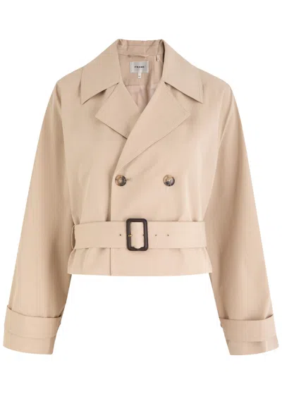 Frame Womens Uniform Cropped Cotton Trench Coat