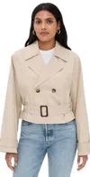 Frame Womens Uniform Cropped Cotton Trench Coat