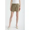 Frame Pleated Twill Skirt In Brown
