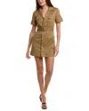 Frame Womens Khaki Tan Utility Patch-pocket Belted Cotton-blend Playsuit In Brown