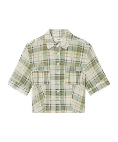 Frame The Plaid Utility Shirt In Jade Green Plaid