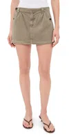 Frame Pleated Twill Skirt In Brown
