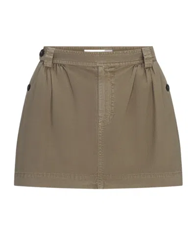 Frame Pleated Twill Skirt In Multi